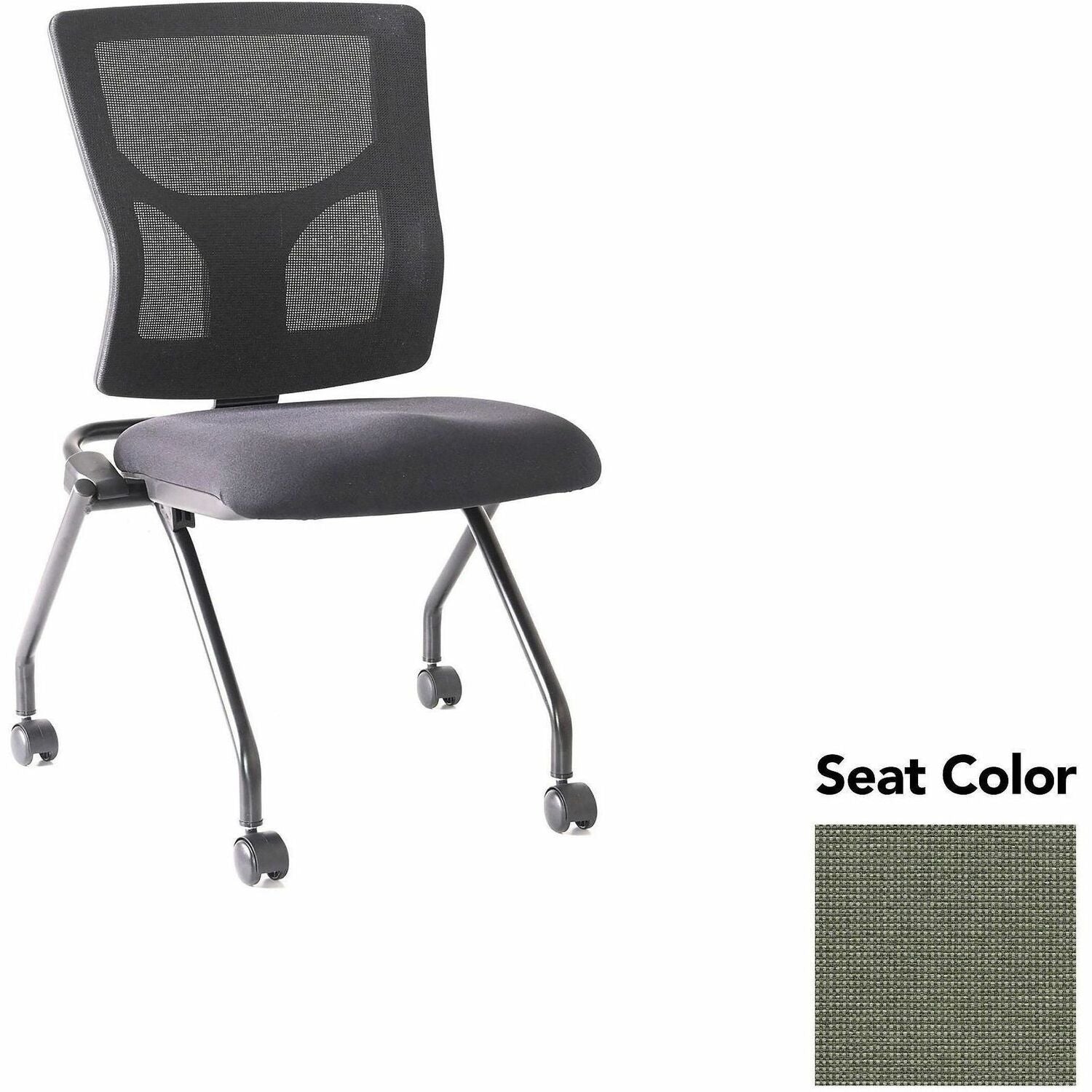 Lorell Conjure Mesh Training Chairs, Shire Sage Seat, Polyurethane Foam Seat, Mesh Back, Foldable, Nesting, Adjustable Back, 2 Chairs per Carton