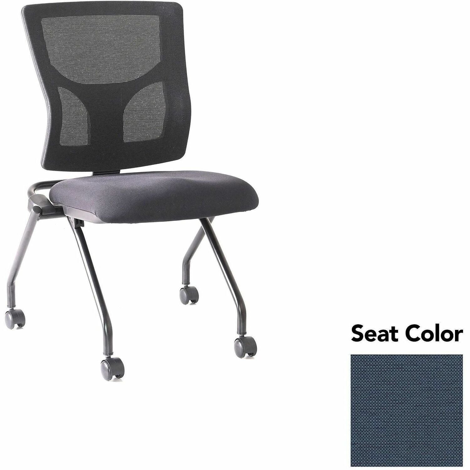 Lorell Conjure Mesh Training Chairs, Shire Chesapeake Seat, Polyurethane Foam Seat, Mesh Back, Black Powder-Coated Metal Legs, Nylon Casters, Adjustable Back, Foldable, 2 Chairs per Carton