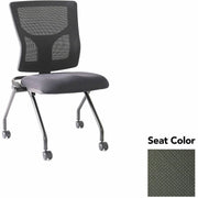 Lorell Conjure Mesh Training Chairs, Perfection Olive Green, Polyurethane Foam Seat, Mesh Back, Foldable, Nesting, Adjustable Back, 2 Chairs per Carton