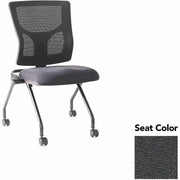 Lorell Conjure Mesh Training Chairs, Fuse Azurean Seat, Polyurethane Foam Seat, Mesh Back, Foldable, Nesting, Adjustable Back, Hinged Back, Casters, Black Powder-Coated Metal Legs, 2 Chairs per Carton