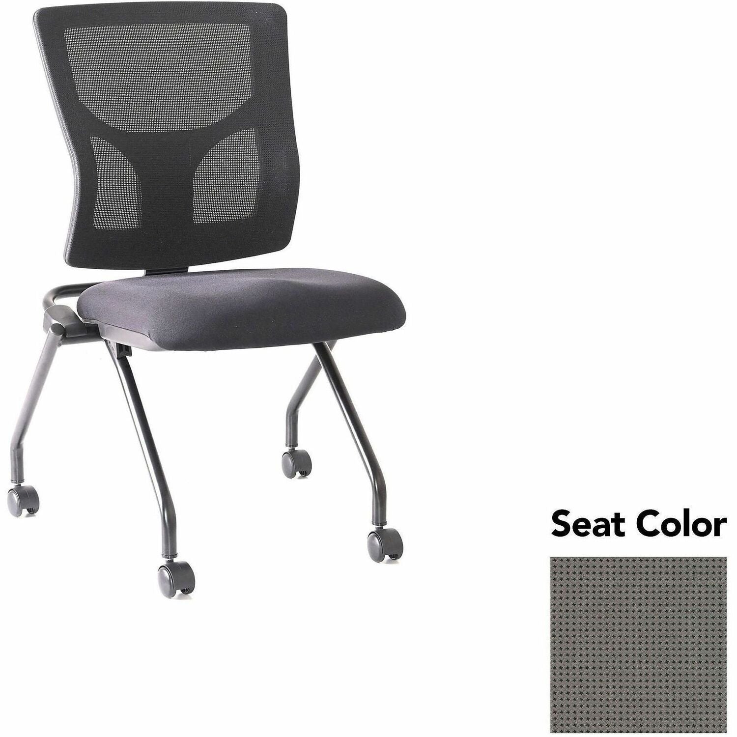 Lorell Conjure Mesh Training Chairs, Expo Fog Seat, Polyurethane Foam Seat, Mesh Back, Foldable, Nesting, Adjustable Back, 2 Chairs per Carton