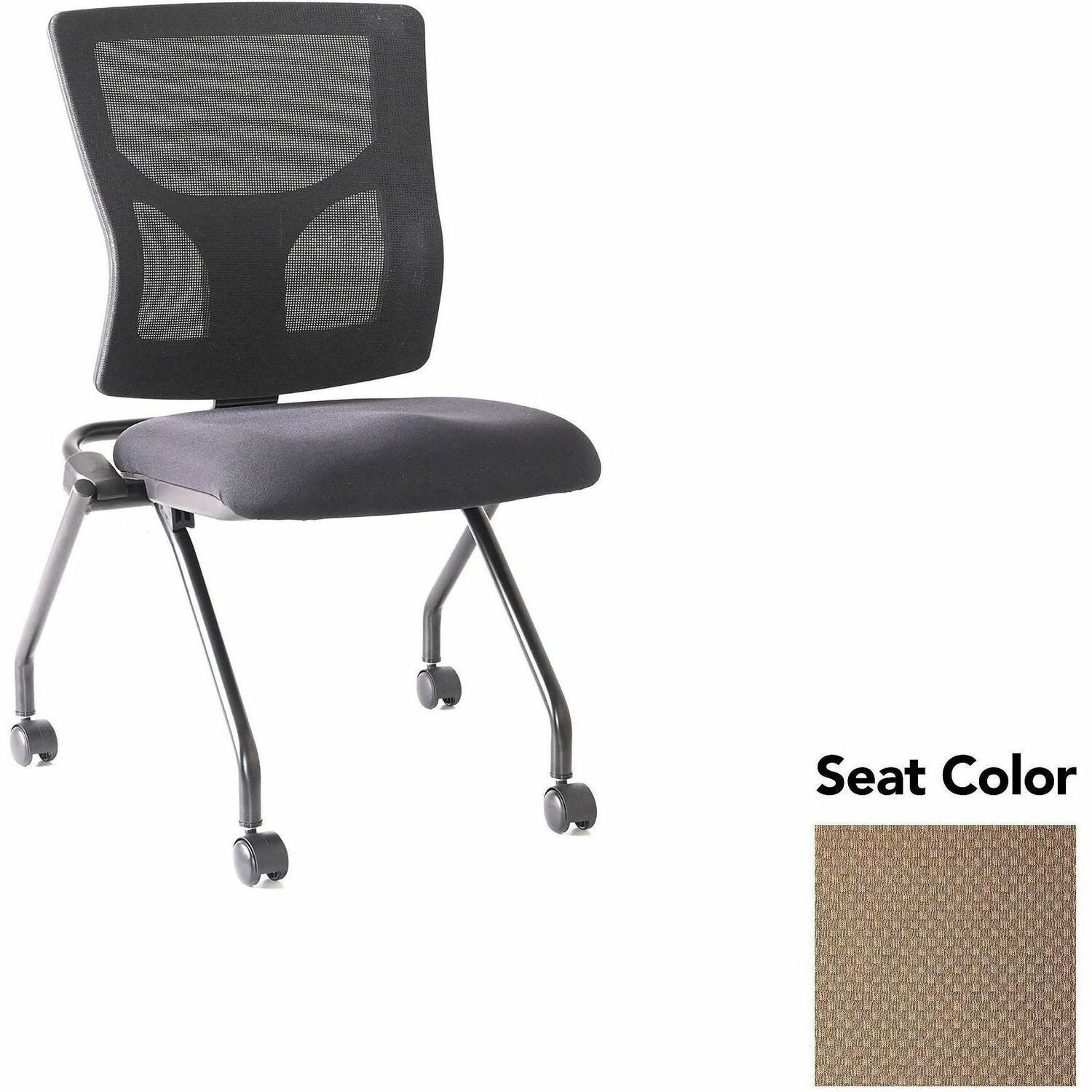 Lorell Conjure Mesh Training Chairs, Perfection Beige, Polyurethane Foam Seat, Mesh Back, Foldable, Nesting, Adjustable Back, 2 Chairs per Carton