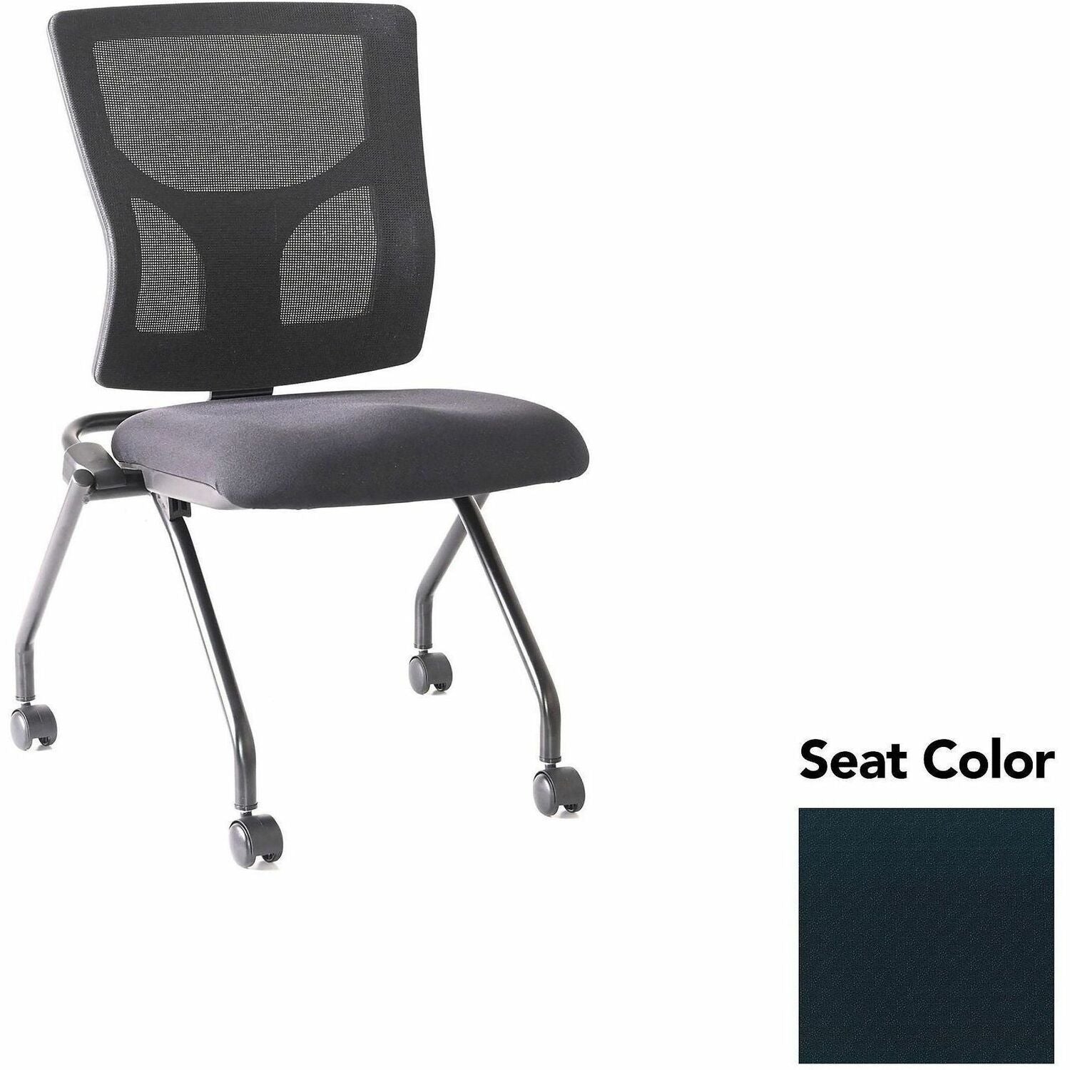 Lorell Conjure Mesh Training Chairs, Insight Ebony Seat, Polyurethane Foam Seat, Mesh Back, Foldable, Nesting, Adjustable Back, 2 Chairs per Carton