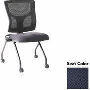 Lorell Conjure Mesh Training Chairs, Perfection Navy, Polyurethane Foam Seat, Mesh Back, Foldable, Nesting, Adjustable Back, Powder-Coated Metal Legs, Nylon Casters, 2 Chairs per Carton
