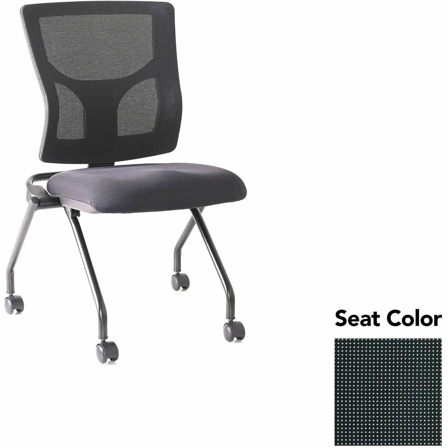 Lorell Conjure Mesh Training Chairs, Tuxedo Seat, Polyurethane Foam Seat, Mesh Back, Foldable, Nesting, Adjustable Back, 2 per Carton