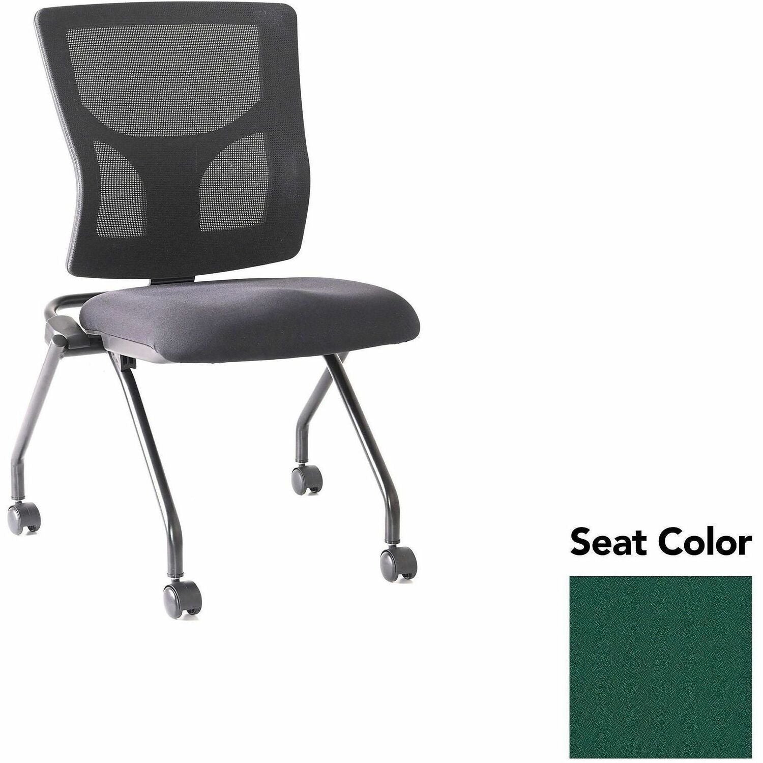 Lorell Conjure Mesh Training Chairs, Forte Chive Seat, Polyurethane Foam Seat, Mesh Back, Foldable, Nesting, Adjustable Back, 2 per Carton