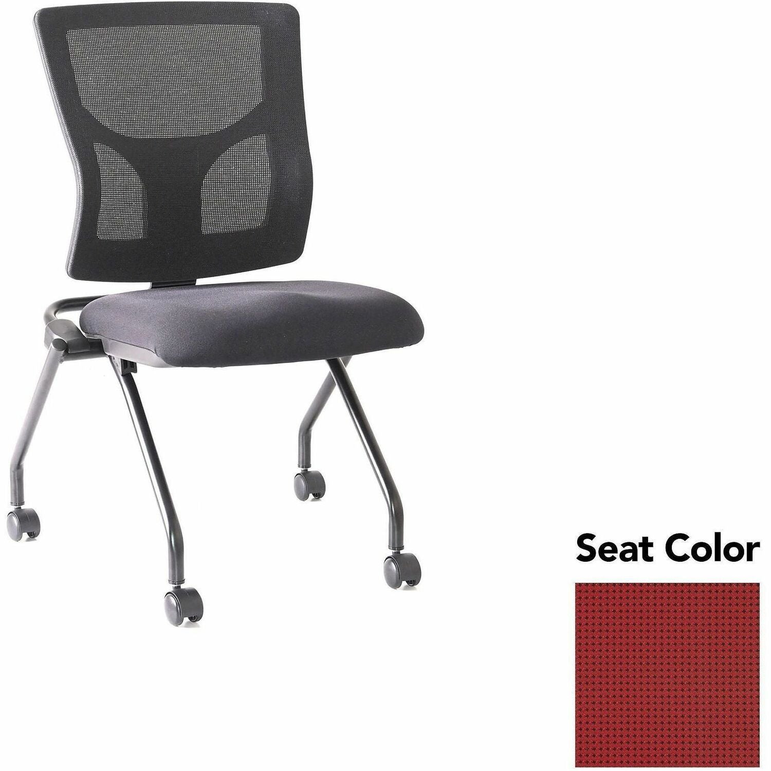 Lorell Conjure Mesh Training Chairs, Expo Festive Seat, Polyurethane Foam Seat, Mesh Back, Black Powder-Coated Metal Legs, Nylon Casters, Adjustable Back, Foldable, 2 Chairs per Carton