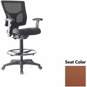 Lorell Conjure Office Stool, Canyon Cordovan, Polyurethane Foam Seat, Mesh Back, Adjustable Armrests, Swivel, Footrest, 1 Each