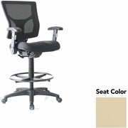 Lorell Conjure Office Stool, Dillon Buff, Polyurethane Foam Seat, Mesh Back, Adjustable Armrests, Swivel, Footrest, 1 Each