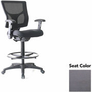 Lorell Conjure Office Stool, Canyon Carbon Seat, Polyurethane Foam Seat, Mesh Back, Adjustable Armrests, 360° Swivel, Footrest, Nylon Base, Casters, 1 Each