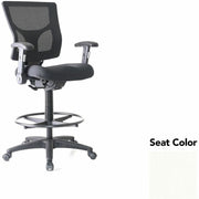 Lorell Conjure Office Stool, Dillon Snow Seat, Polyurethane Foam Seat, Mesh Back, Adjustable Armrests, 360° Swivel, Footrest, 1 Each