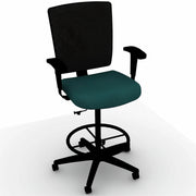 Lorell Conjure Office Stool - Insight Forest Seat Color - Polyurethane Foam Seat Material - Mesh Back Material - Armrest - 1 Each