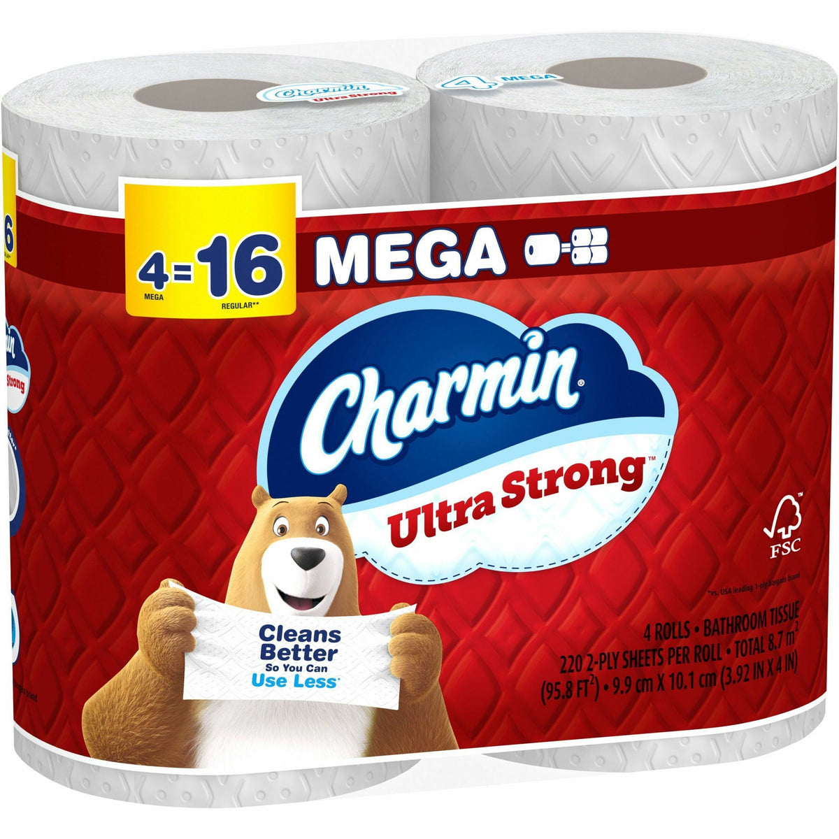 Charmin Mega Roll Bath Tissue - 2 Ply - Mega - 200 Sheets/Roll - White - 8 / Carton
