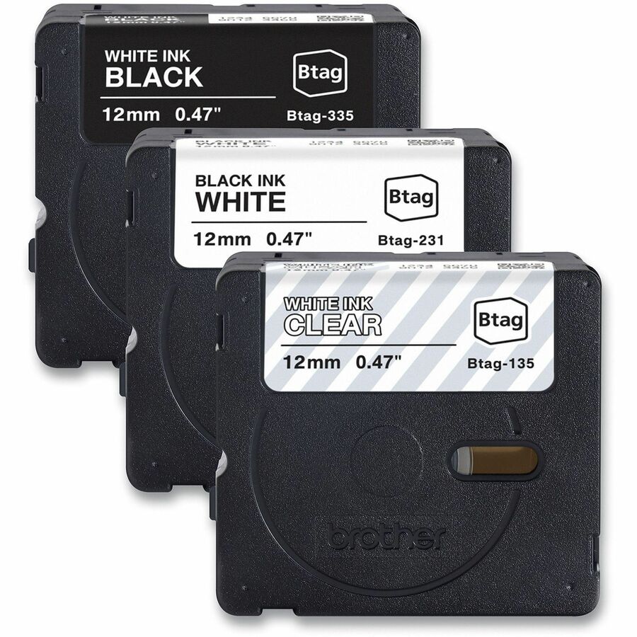 Brother P-touch Label Tape, 15/32" x 13 1/8 ft, White on Clear, Black on White, White on Black, Water/Temperature/Fade Resistant, Easy Peel, Removable, Plastic, 3 Pack
