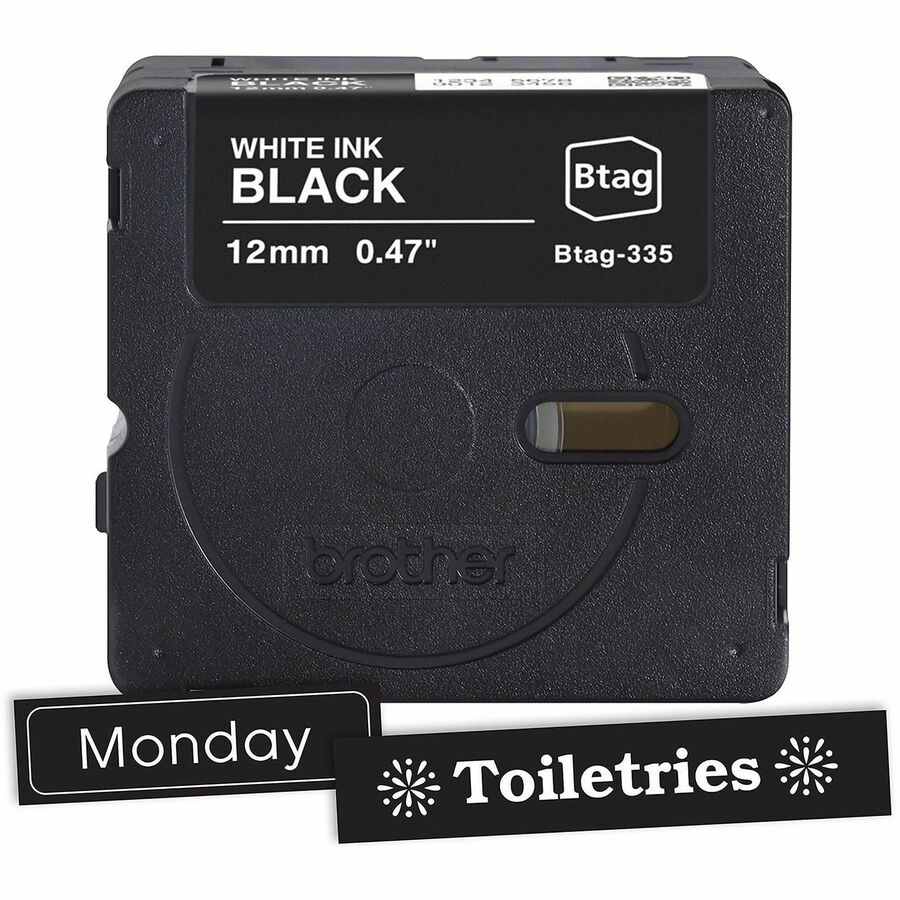 15/32" Width x 13 1/8 ft Length - White on Black - Water Resistant - Temperature Resistant, Fade Resistant, Dishwasher Safe, Freezer Safe, Microwave Safe, Easy Peel, Removable, Household Liquid Resistant - 1 Each