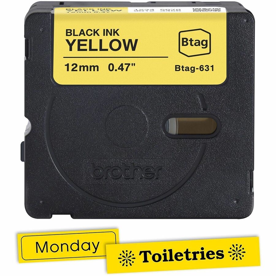 15/32" Width x 13 1/8 ft Length - Black On Yellow - Water Resistant - Temperature Resistant, Fade Resistant, Dishwasher Safe, Freezer Safe, Microwave Safe, Easy Peel, Removable, Household Liquid Resistant - 1 Each