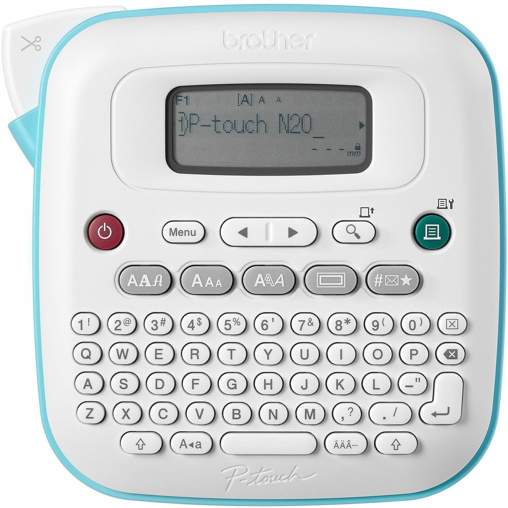 Desktop/Handheld Thermal Label Maker, QWERTY, 180 dpi, 0.47" Labels, Battery-Powered, White/Teal