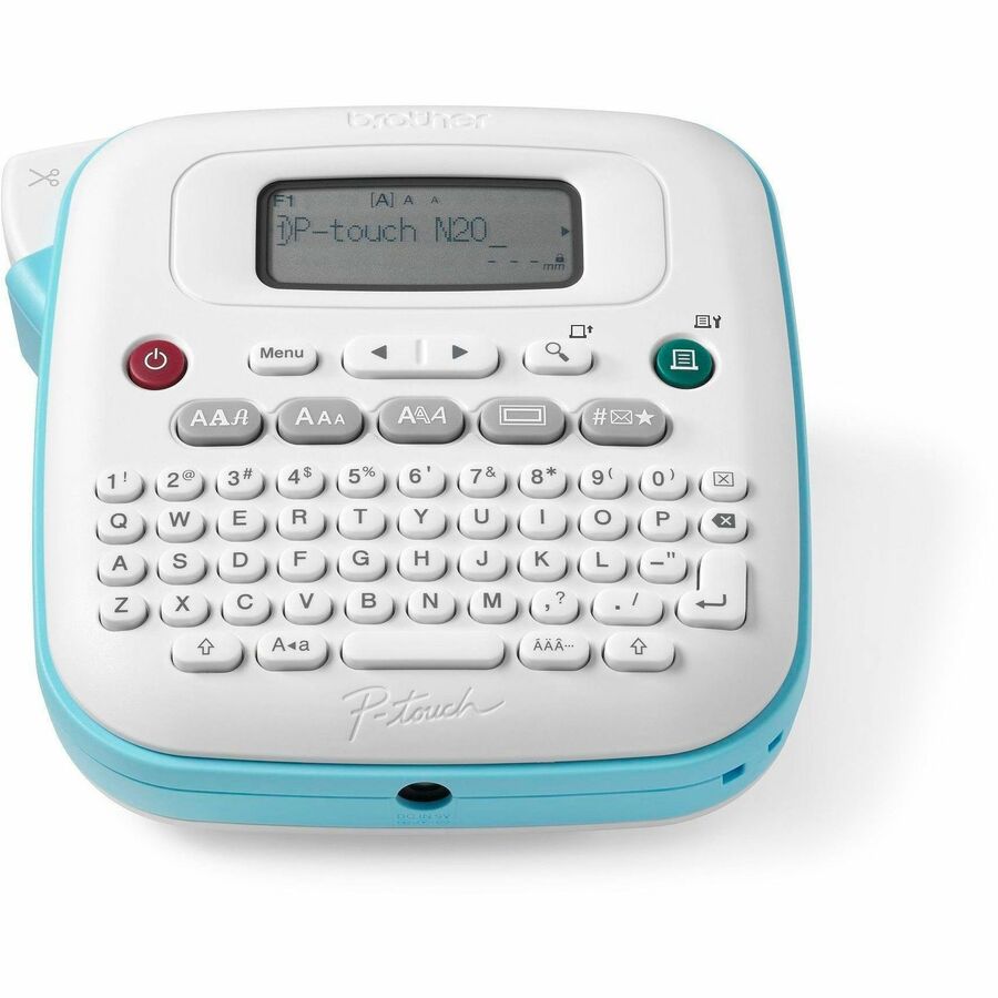 Desktop/Handheld Thermal Label Maker, QWERTY, 180 dpi, 0.47" Labels, Battery-Powered, White/Teal