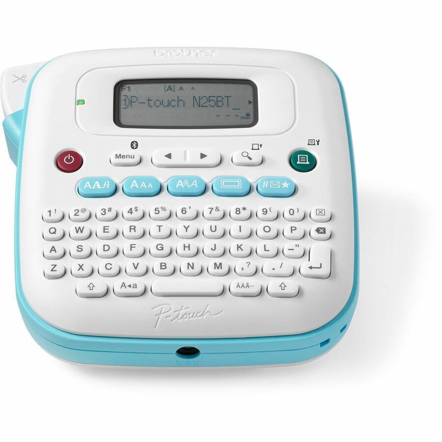 Thermal Transfer - 0.47 in/s Mono - 3 Fonts - 3 Font Size - 7 Text Style - 180 dpi - Label - 0.47" - Battery - 6 Batteries Supported - AAA - White, Teal - Handheld, Desktop - Handheld - QWERTY, Manual Cutter, Auto Numbering, Horizontal Alignment, Vertical