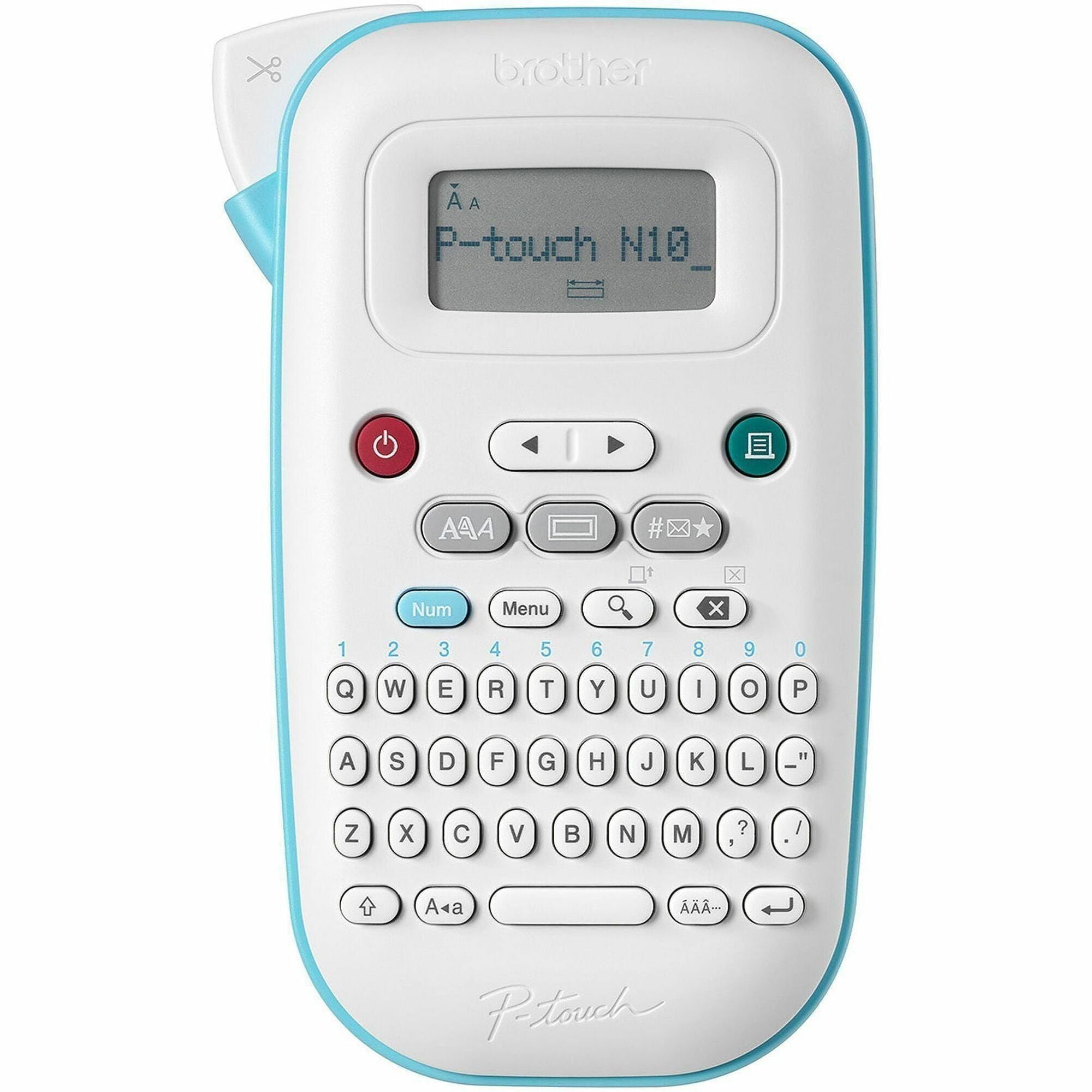 Handheld Thermal Label Maker, QWERTY, 180 dpi, 0.47" Labels, Battery-Powered, White/Teal
