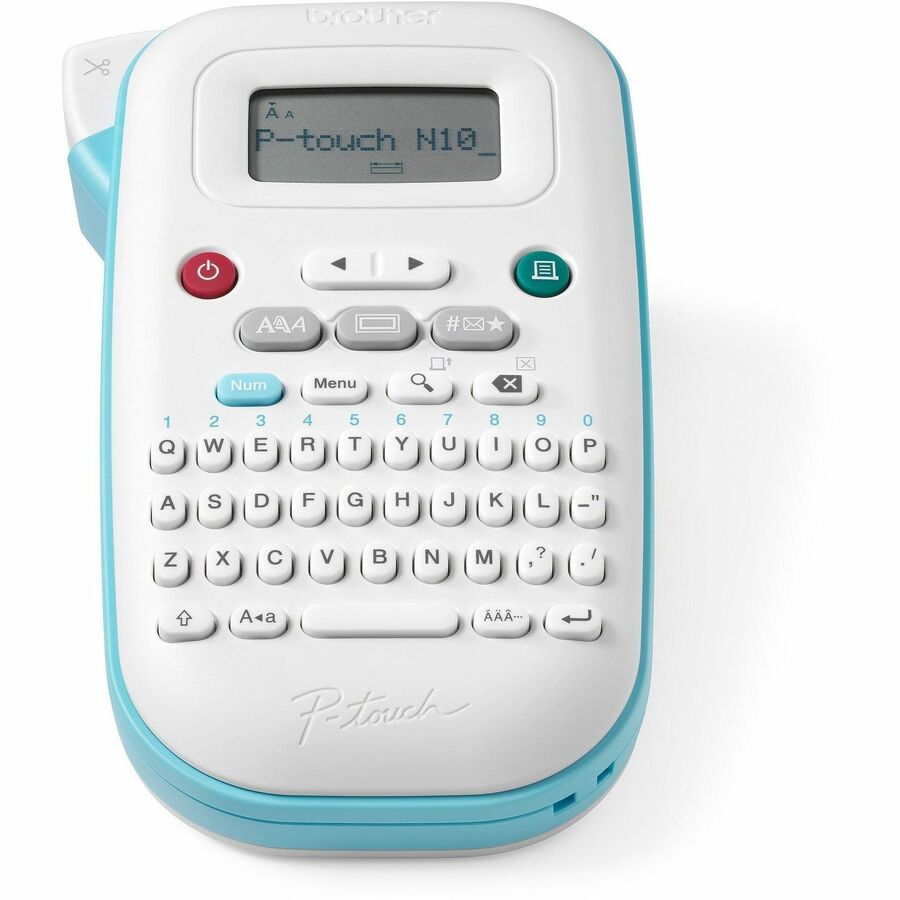Handheld Thermal Label Maker, QWERTY, 180 dpi, 0.47" Labels, Battery-Powered, White/Teal