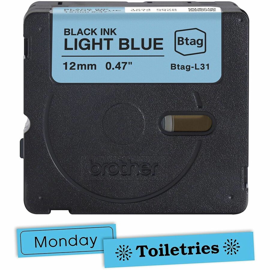 15/32" Width x 13 1/8 ft Length - Black on Light Blue - Water Resistant - Temperature Resistant, Fade Resistant, Dishwasher Safe, Freezer Safe, Microwave Safe, Easy Peel, Removable, Household Liquid Resistant - 1 Each