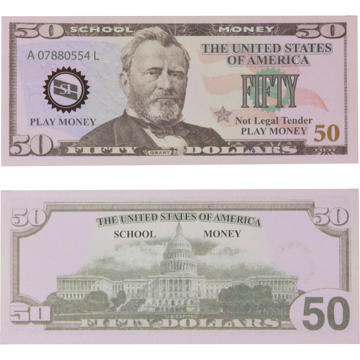 U.S. School Money $50 Bills Pk. 50