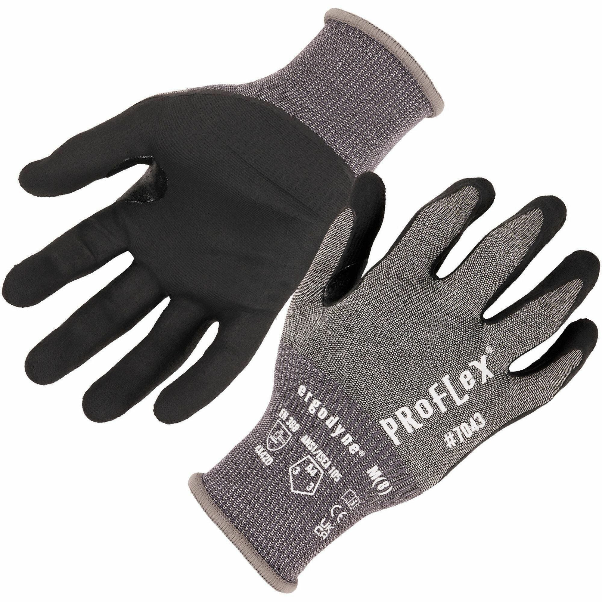 Ergodyne ProFlex 7043 Nitrile-Coated Cut-Resistant Gloves, X-Large, Gray, Touchscreen Capable, ANSI A4 Cut Level, 18-Gauge HPPE/Nylon Spandex, Reinforced Thumb, 2 Pairs per Pack