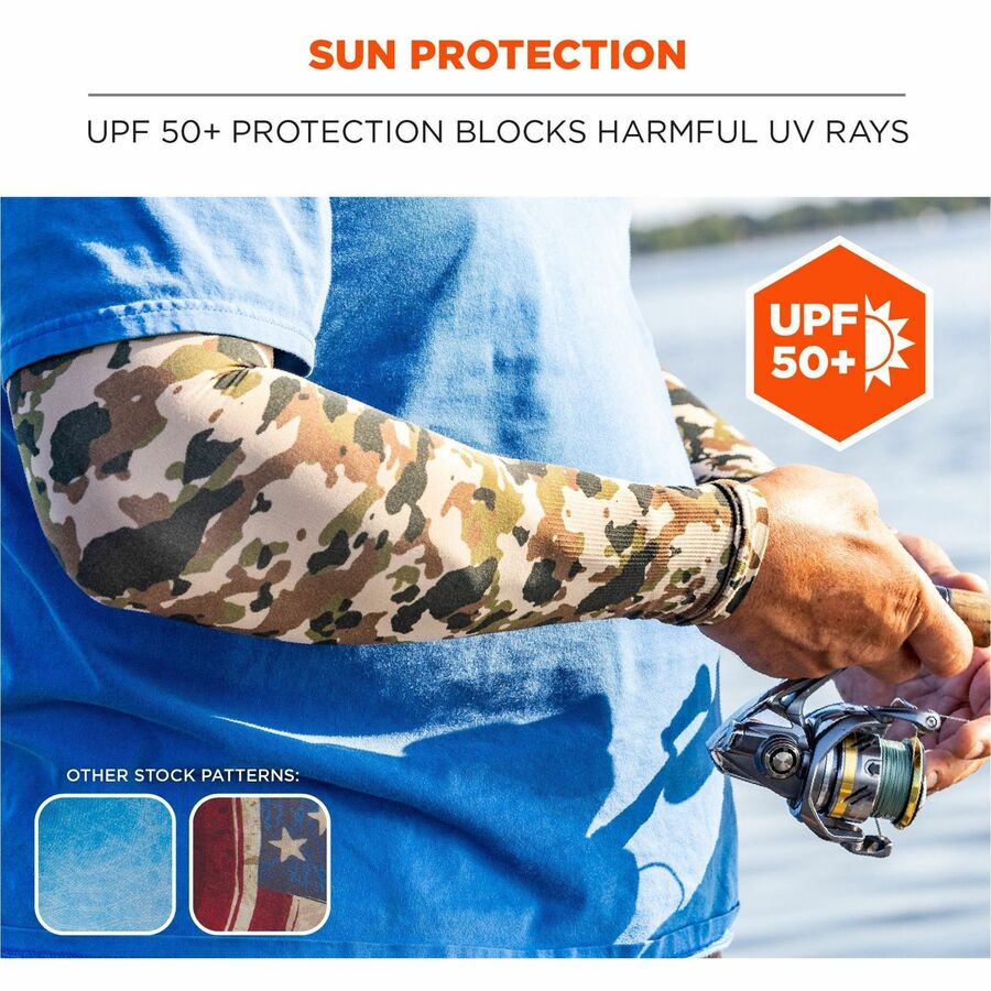 Ergodyne 6695 Sun Protection Arm Sleeve, American Flag, Medium/Large, Stretchable, Comfortable, Moisture Wicking, Anti-odor, Machine Washable, UV Protection, 1 Each