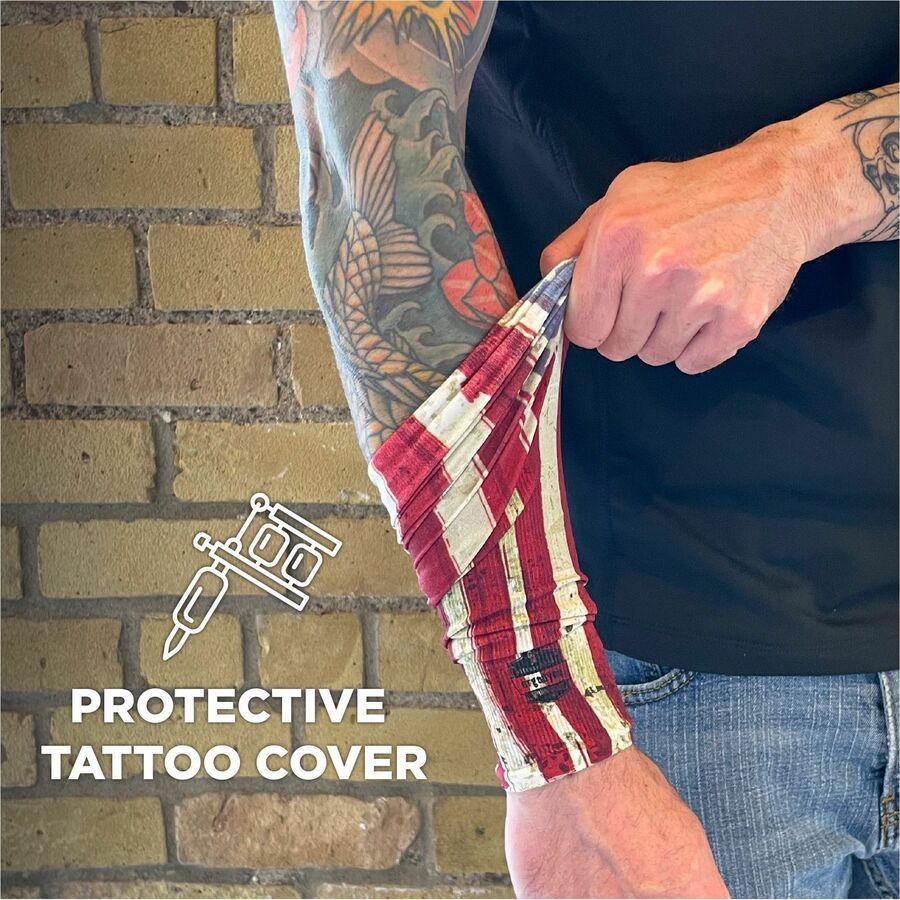 Ergodyne 6695 Sun Protection Arm Sleeve, American Flag, Medium/Large, Stretchable, Comfortable, Moisture Wicking, Anti-odor, Machine Washable, UV Protection, 1 Each