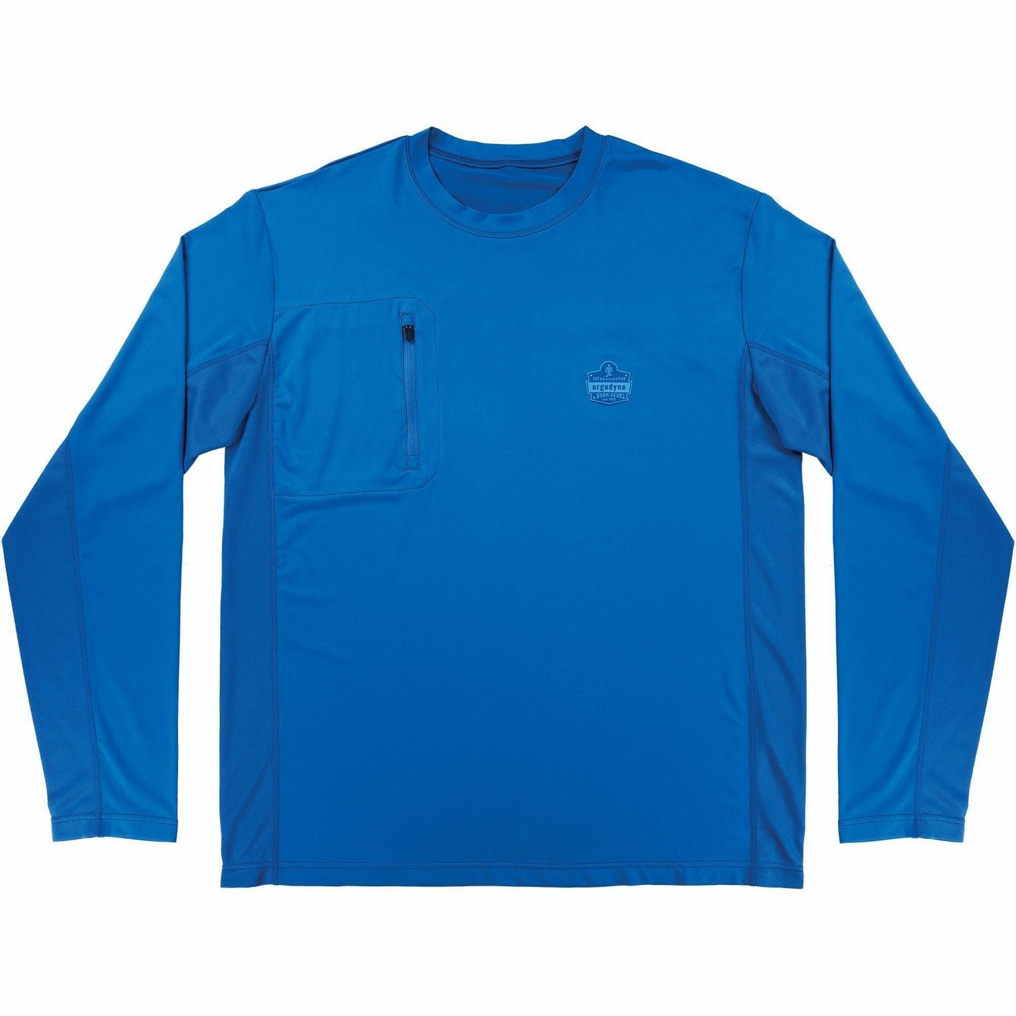 Ergodyne 6689 Cooling Long-Sleeve Shirts - Small Size - Fabric, MicroFiber, Polyester, Spandex - Blue