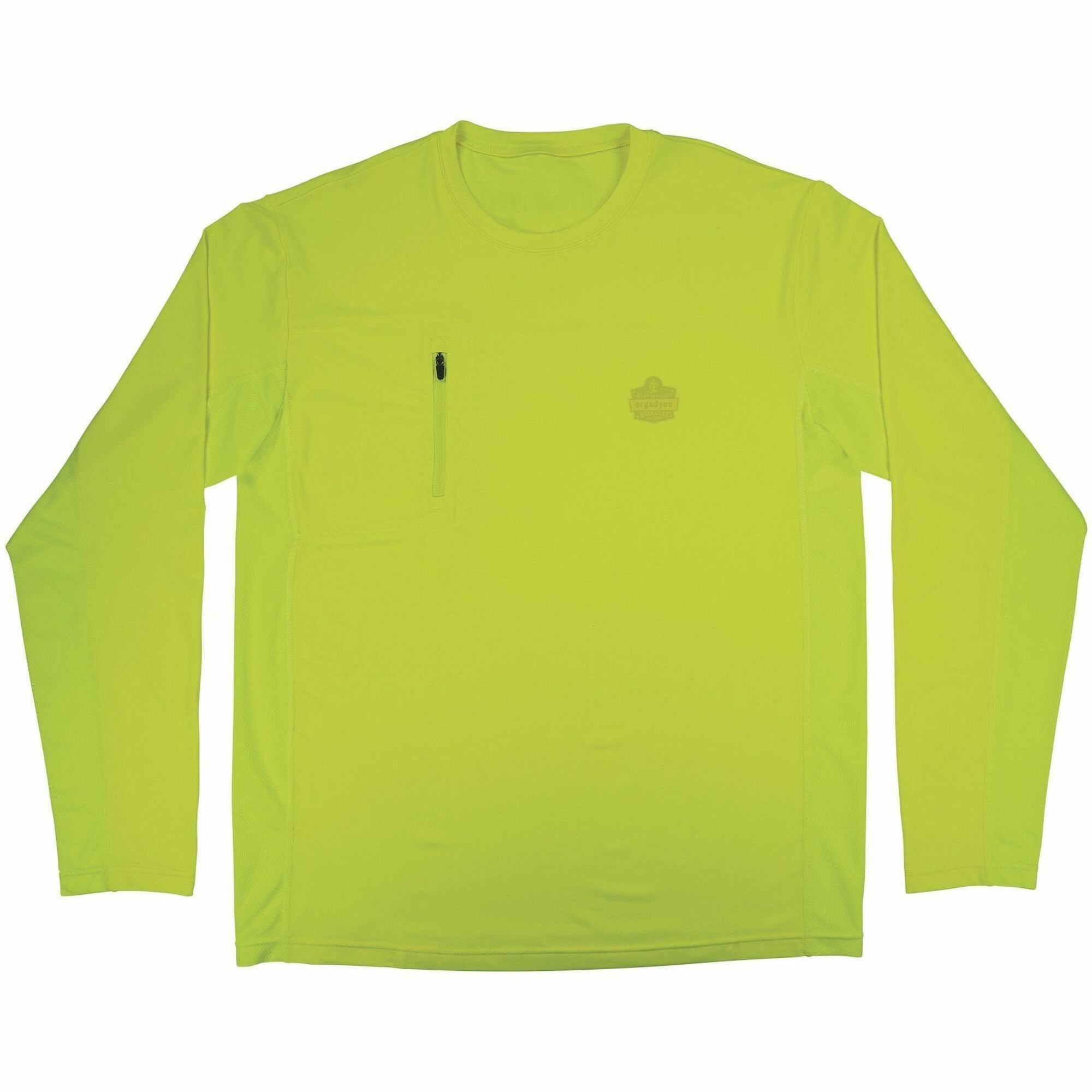 Ergodyne 6689 Cooling Long-Sleeve Shirts - Extra Large (XL) Size - Fabric, MicroFiber, Polyester, Spandex - Lime