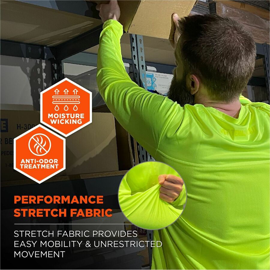 Ergodyne 6689 Cooling Long-Sleeve Shirts - Medium Size - Fabric, MicroFiber, Polyester, Spandex - Lime