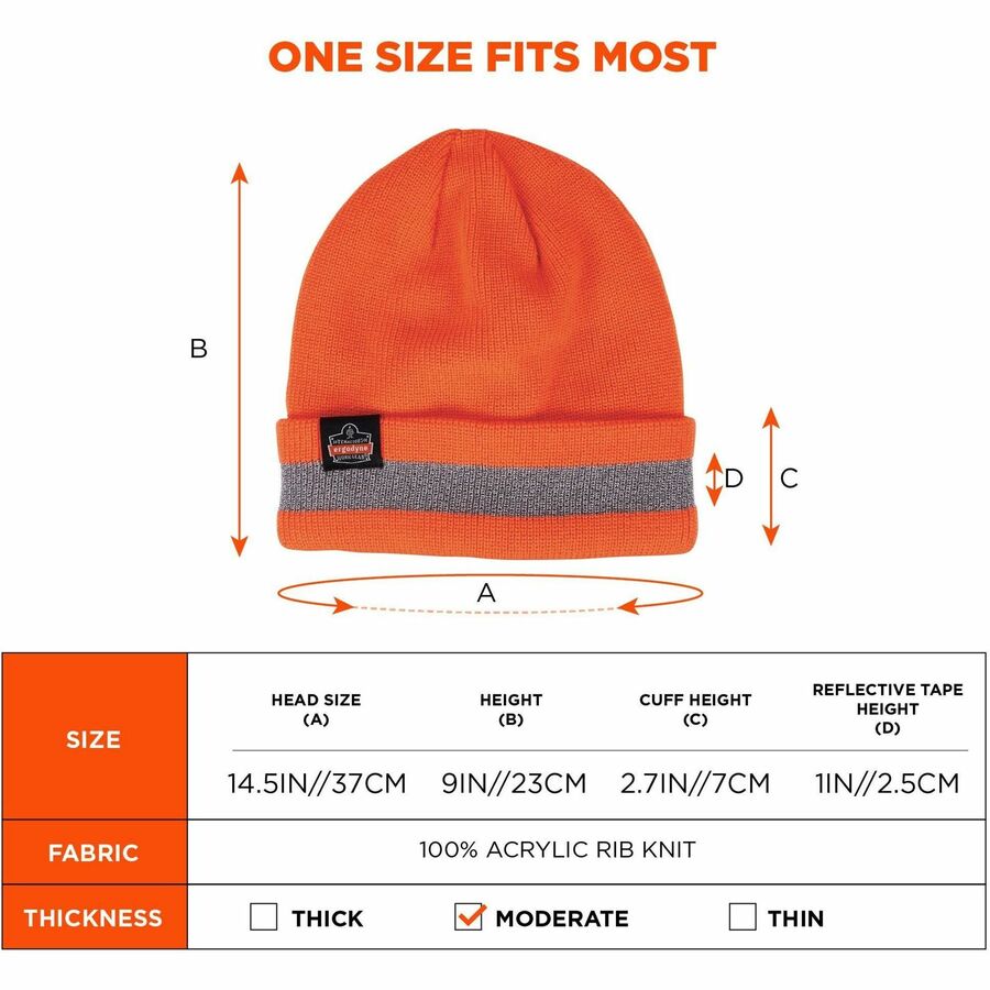 Ergodyne 6803 Reflective Winter Hats - Acrylic - Orange
