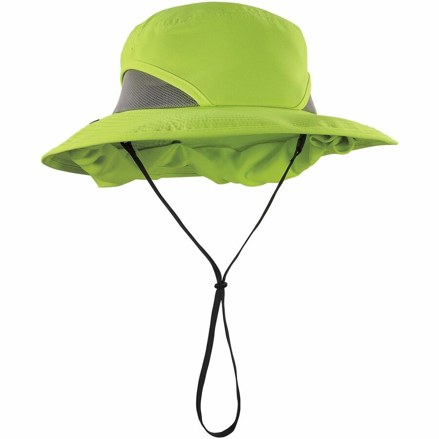 Ergodyne 8934 Ranger Hat with Neck Shade - Large (L)/Extra Large (XL) Size - Polyester, MicroFiber - Lime