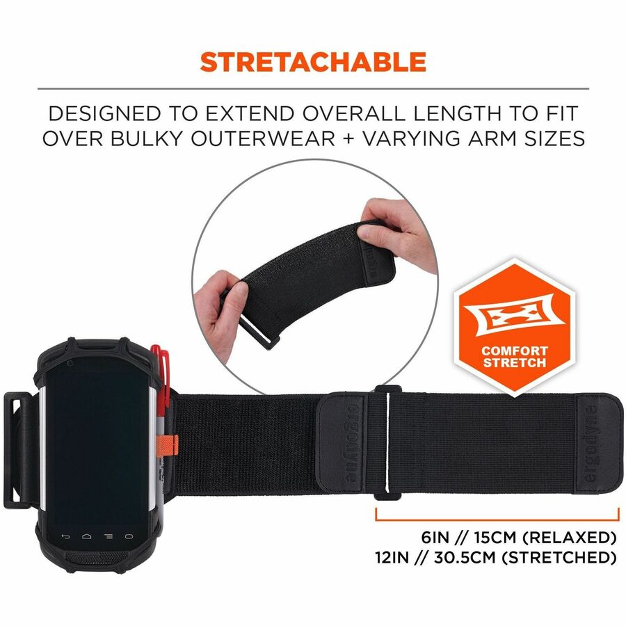 Adjustable - Hook & Loop Attachment - 12" Length - Black - Elastic - 1 Each