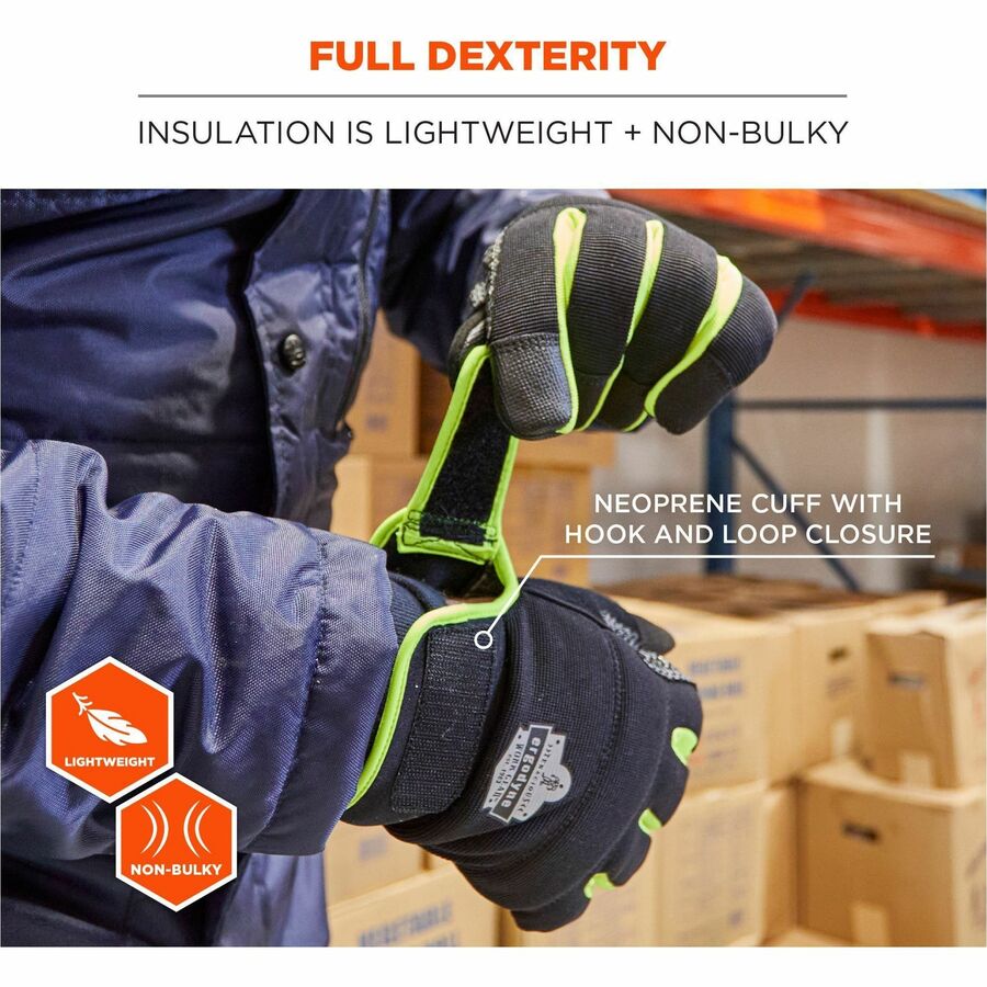 Ergodyne ProFlex 850 Insulated Freezer Gloves, X-Small, Black, Neoprene, Touchscreen Capable, Reinforced Thumb Saddle, Excellent Grip, Lightweight, Machine Washable, High Dexterity, 2 Pairs