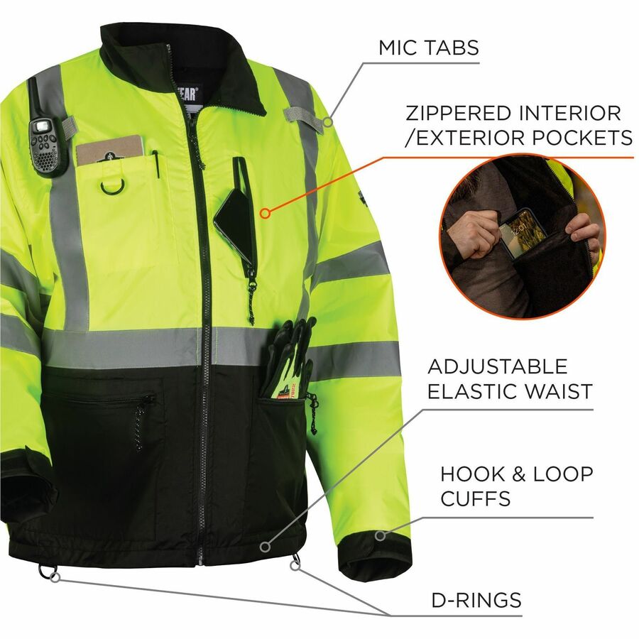 Ergodyne 8351 Hi-Vis Windbreaker Jackets - 4XL Size - Polyester, Fabric, Fleece - Orange, Black