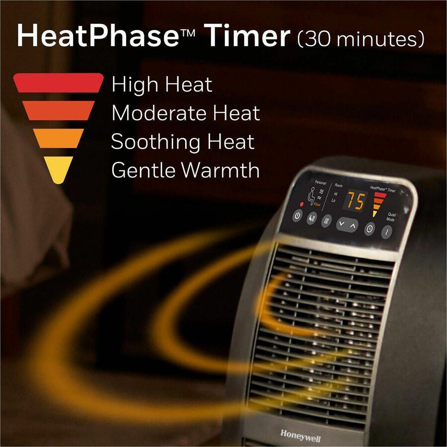 Ceramic - Electric - 6 x Heat Settings - Timer - Room - Portable - Black