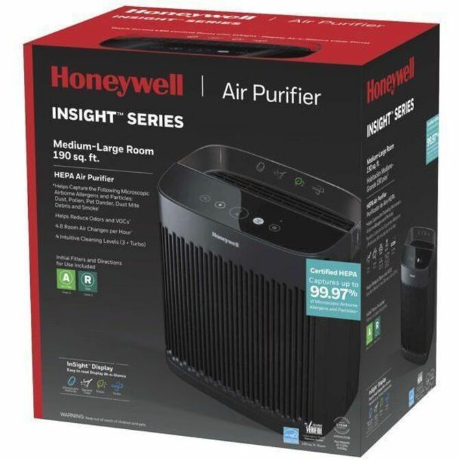 Honeywell InSight HEPA Air Purifier - True HEPA - 190 Sq. ft. - Black