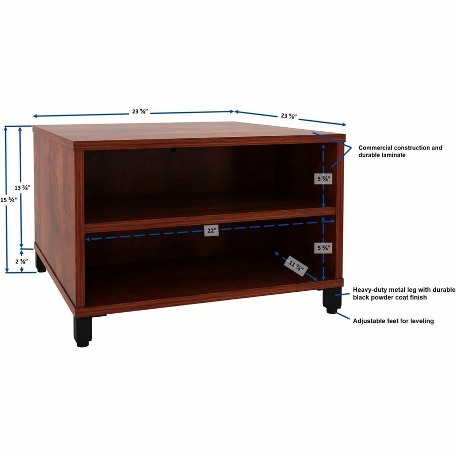 Lorell Reception Table - Height Adjustable - 24" Table Top Width x 24" Table Top Depth - 20" Height - Reception, Storage - Cherry, Laminated - Metal - 1 Each