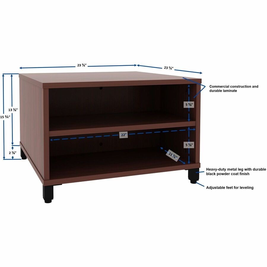 Lorell Reception Table - Height Adjustable - 24" Table Top Width x 24" Table Top Depth - 20" Height - Reception, Storage - Mahogany, Laminated - Metal - 1 Each
