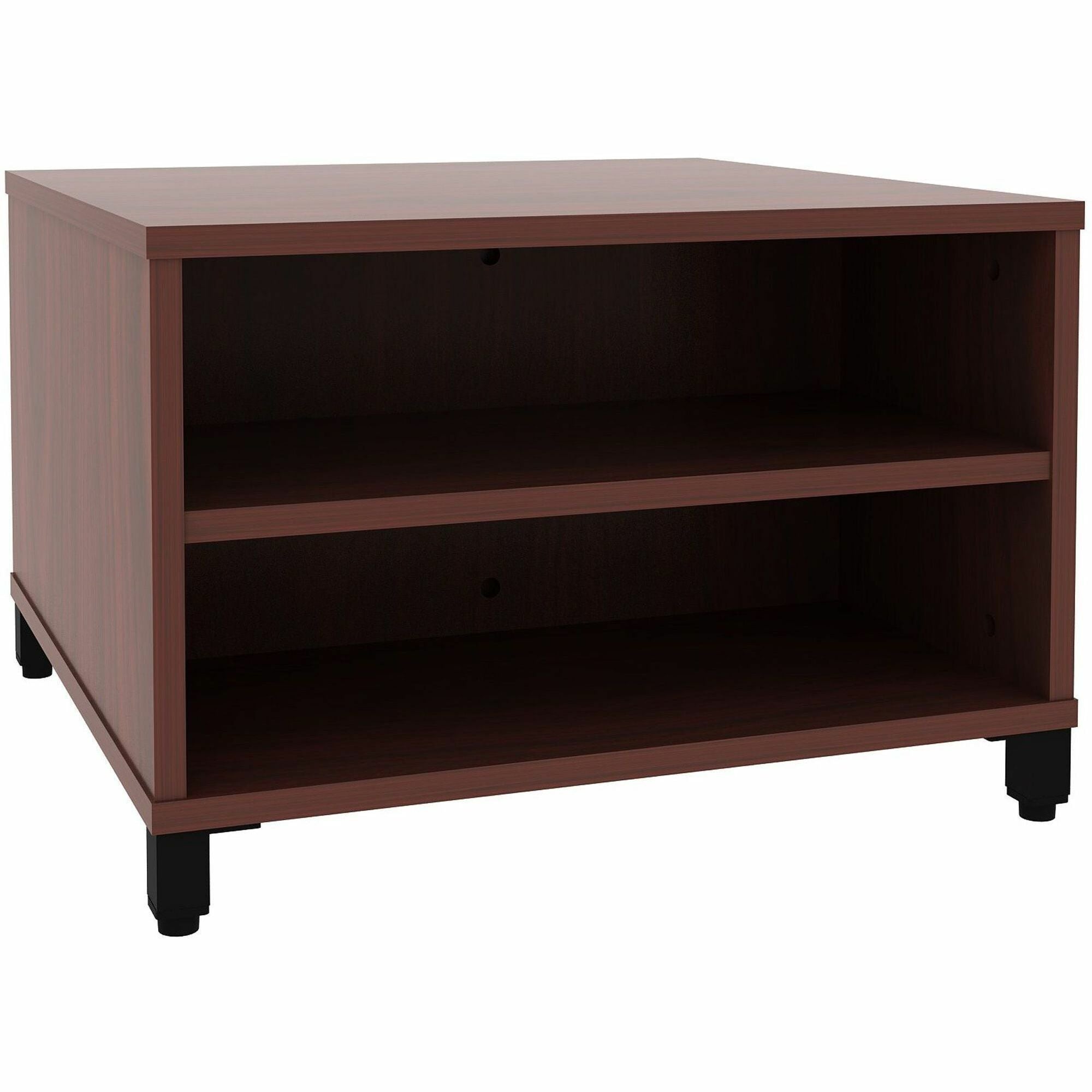 Lorell Reception Table - Height Adjustable - 24" Table Top Width x 24" Table Top Depth - 20" Height - Reception, Storage - Mahogany, Laminated - Metal - 1 Each