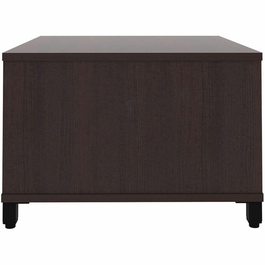 Lorell Reception Table - Height Adjustable - 24" Table Top Width x 24" Table Top Depth - 20" Height - Reception, Storage - Espresso, Laminated - Metal - 1 Each