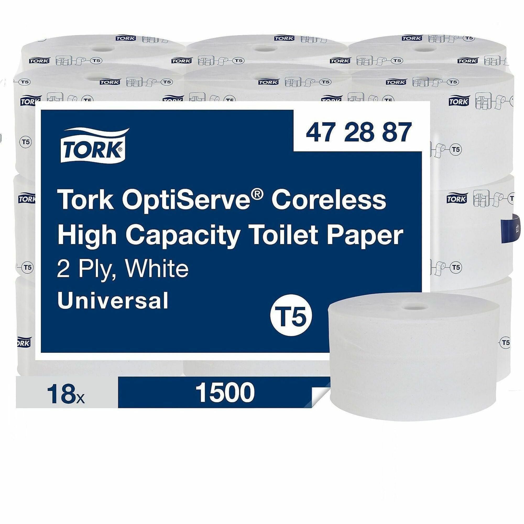 2 Ply - 3.70" Width x 500 ft Length - White - 1500 Sheets - 18 / Carton