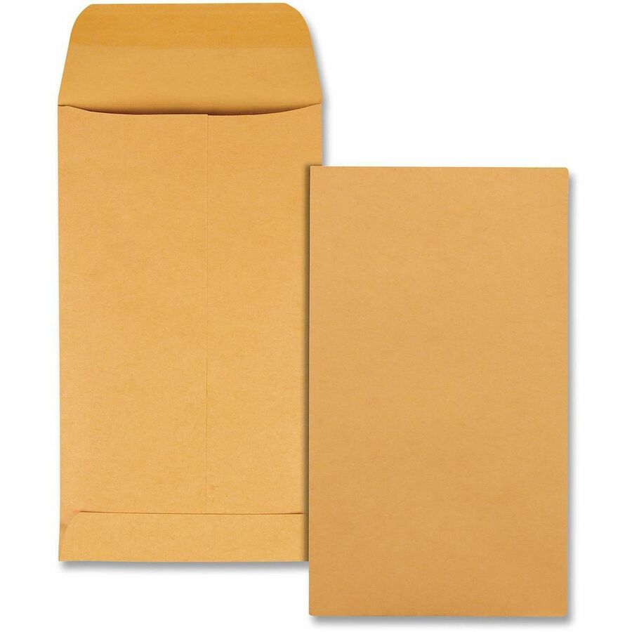 Coin - #6 - 3 3/8" Width x 6" Length - 28 lb - Gummed Flap - Brown - Kraft - 500 / Box