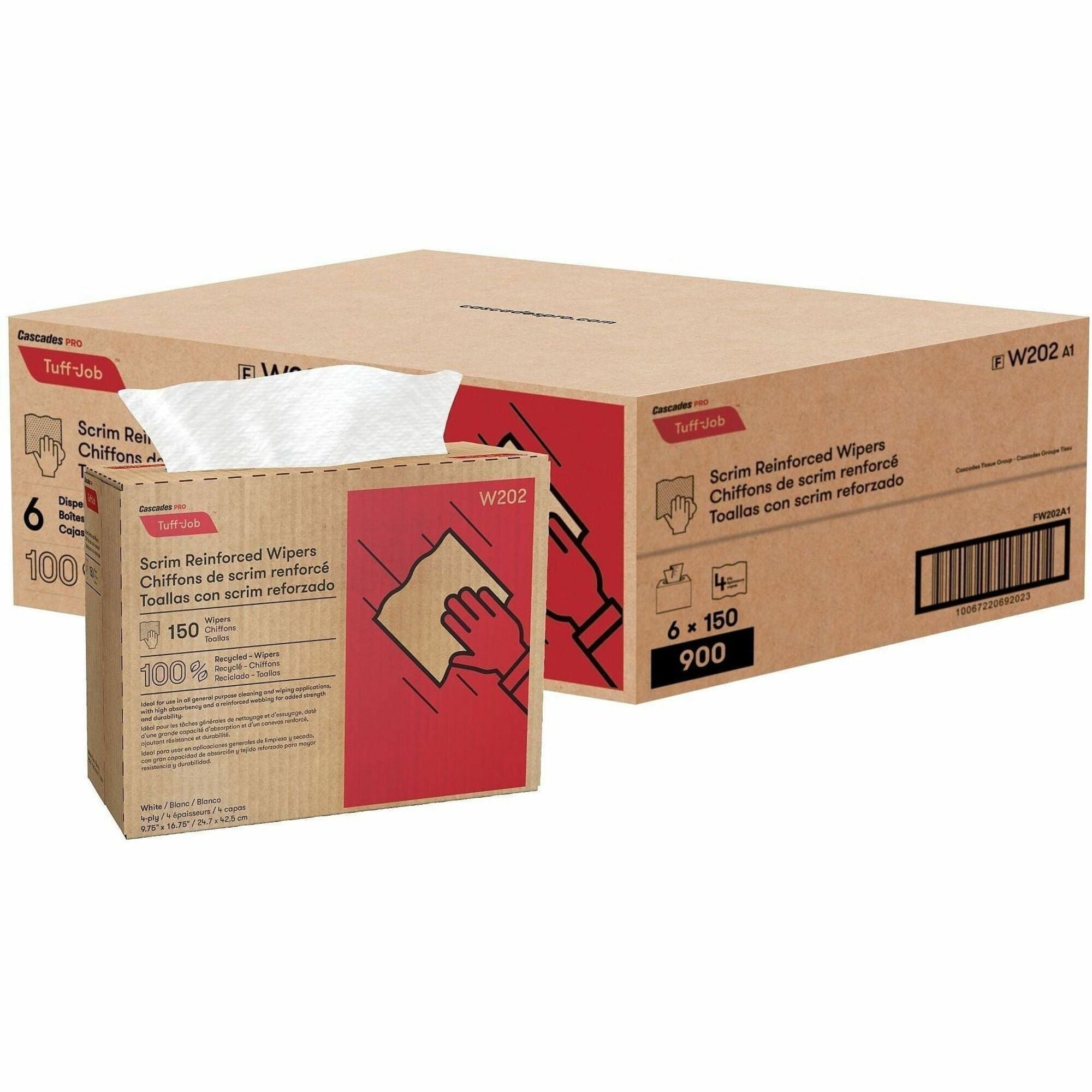 4 Ply - Interfolded - 9.75" Width x 16.75" Length - White - Polyester - 6 / Carton