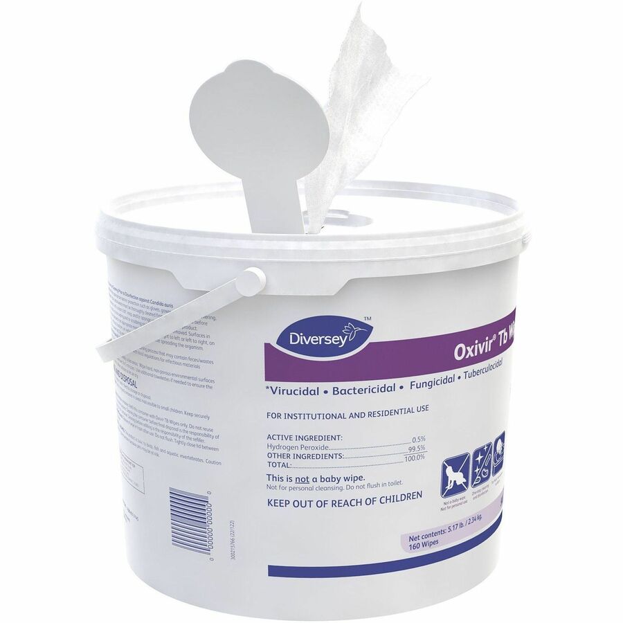 Diversey Care Oxivir Tb Disinfectant Cleaner Wipes, 160 Wipes per Pack, Ready-To-Use, White, Characteristic Scent, pH 2.7