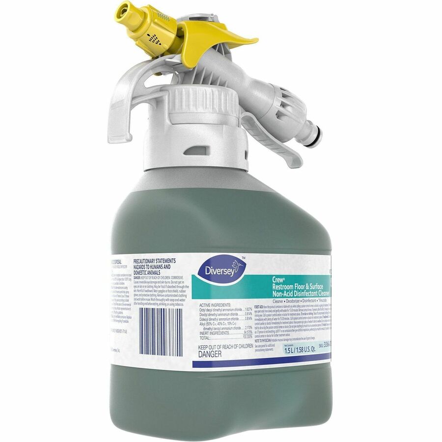 Diversey Crew Restroom Disinfectant Cleaner, Concentrate Liquid, Fresh Scent, Green, 50.7 fl oz (1.6 quart), 1 Each