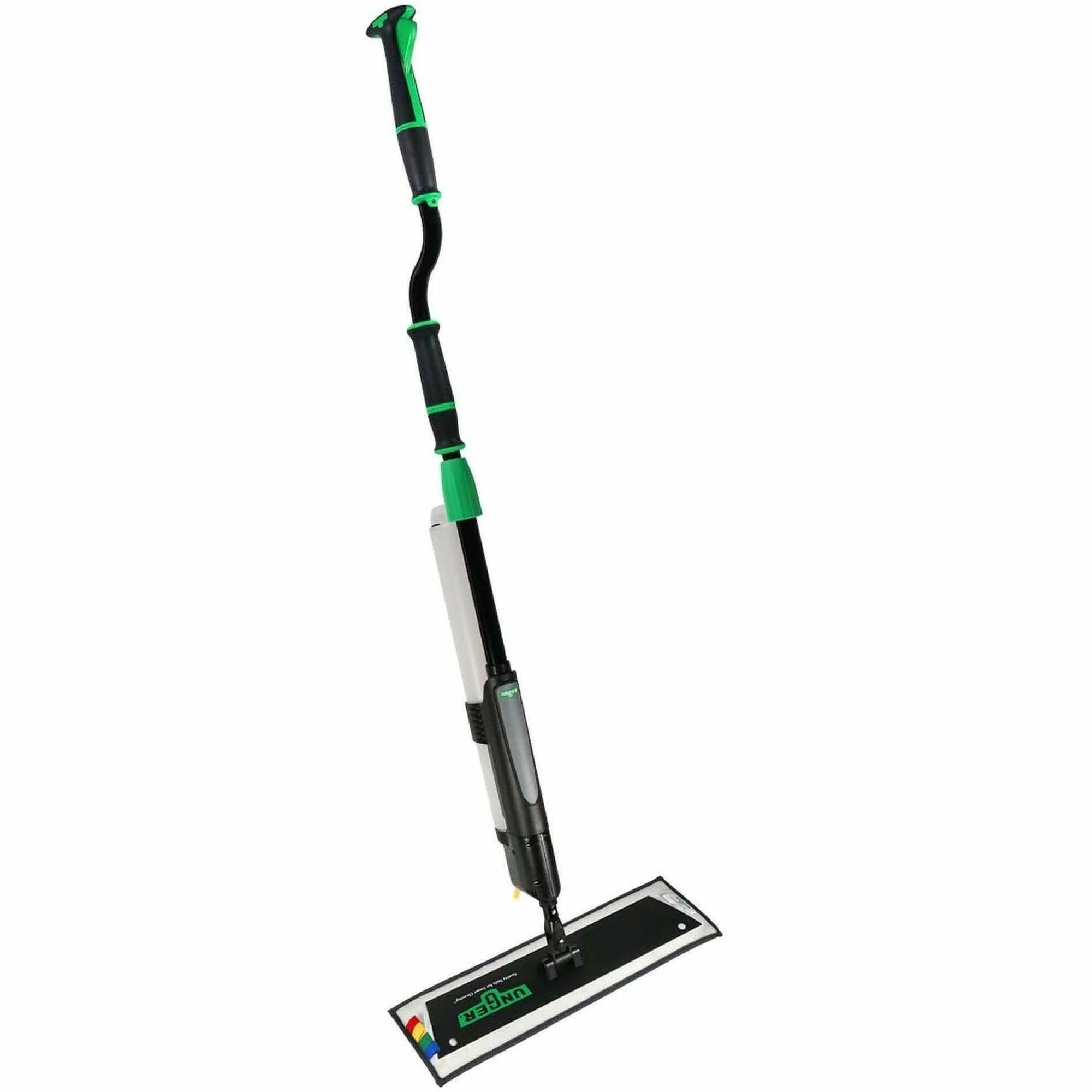 Unger Excella Floor Cleaning Straight Kit, Microfiber Head, Non-slip, Lightweight, Black/Green/Gray, Includes 1 Offset Pole, 2 x 1L Bottles, 2 x 20" Cleaning Pads, 1 Mop Pad Holder, 1 Carton